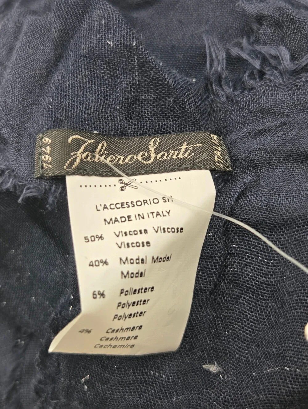 NWT Faliero Sarti Navy Metallic Diamantina Scarf.